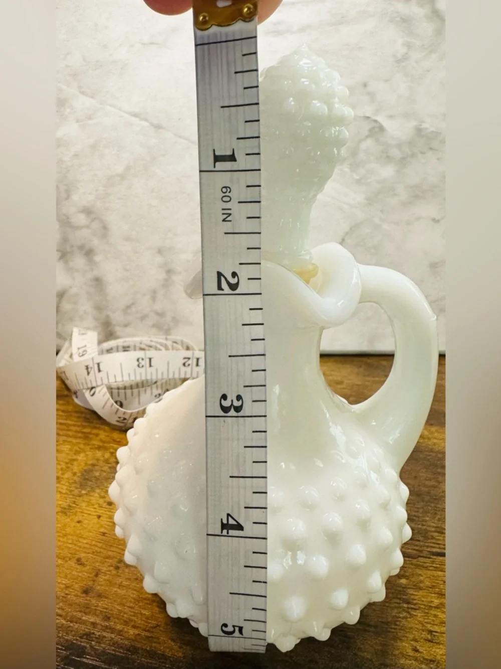 Vintage Avon White Milk Glass Hobnail Cruet Decanter w/ Stopper 5” Bottle